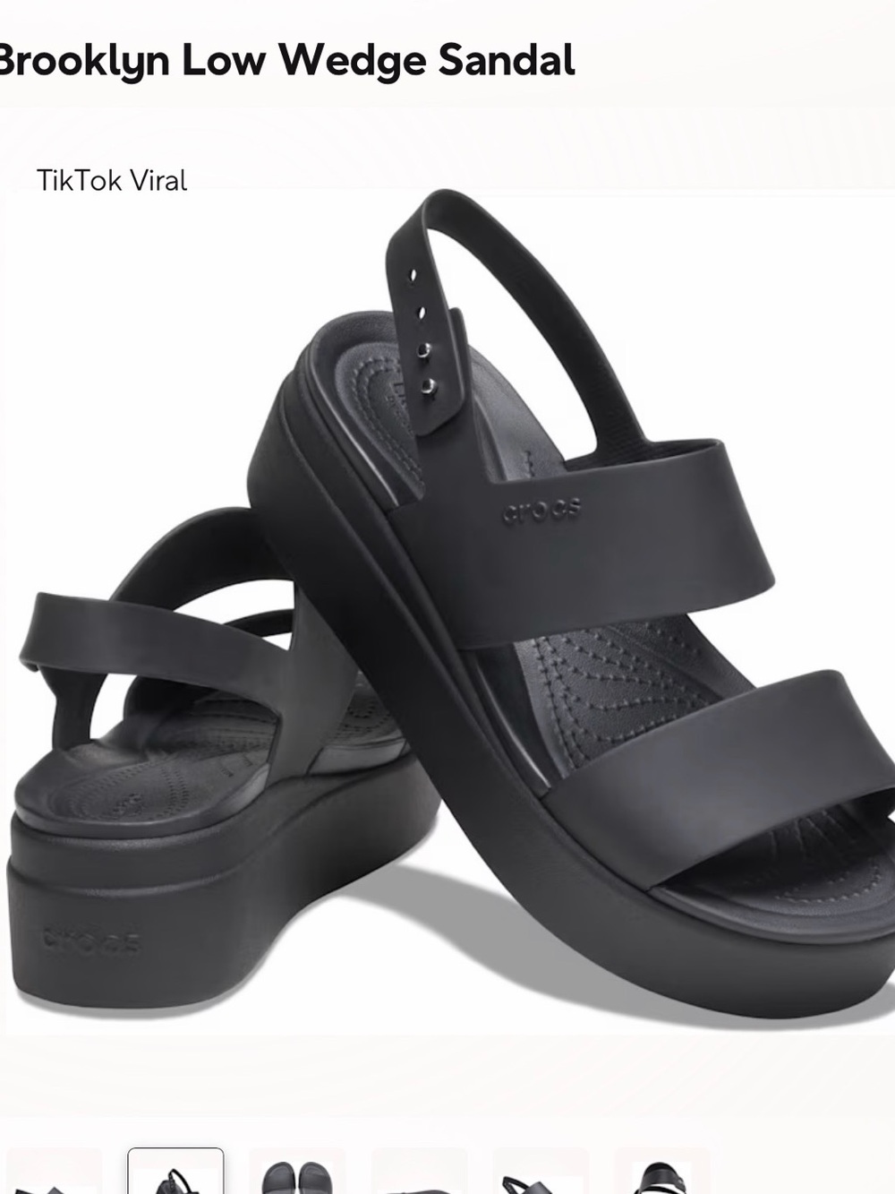 CROCS Brooklyn Low Wedge Sandal - Black/Black